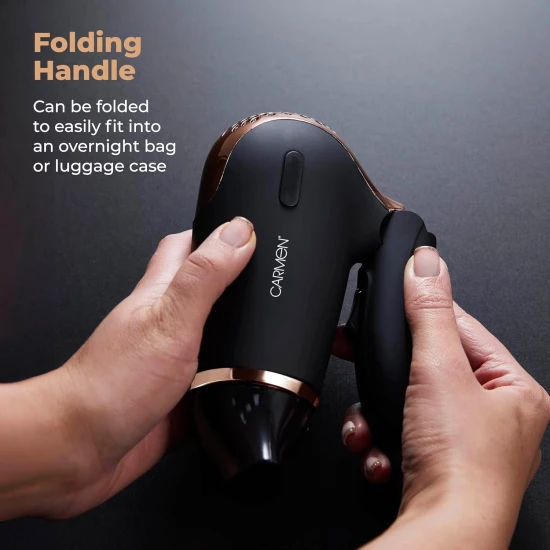 Shop quality Carmen Noir Lightweight Travel Hair Dryer with Concentrator Nozzle and Foldable Handle, 1200W, Black and Copper in Kenya from vituzote.com Shop in-store or online and get countrywide delivery!
