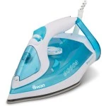 Swan Non Stick Steam Iron with Ceramic Soleplate, 2600W, White and Aqua