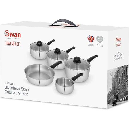 Shop quality Swan Townhouse 5 Piece Stainless Steel Cookware Set with Glass Lids, Suitable for All Hob Types in Kenya from vituzote.com Shop in-store or online and get countrywide delivery!