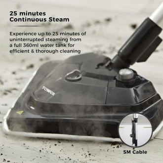 Tower Multi-Functional 12-in-1 Steam Mop with 12 Accessories, Black & Platinum