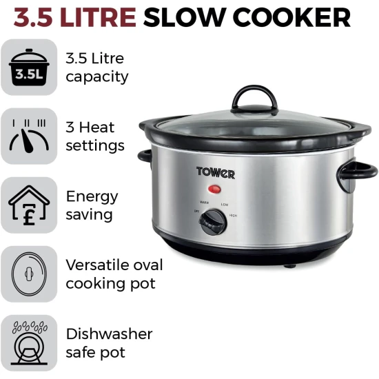 Shop quality Tower Slow Cooker with 3 Heat Settings and Removable Dishwasher Safe Pot, 3.5 Litre, Stainless Steel in Kenya from vituzote.com Shop in-store or online and get countrywide delivery!
