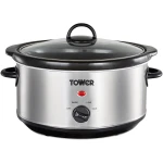 Tower Slow Cooker with 3 Heat Settings and Removable Dishwasher Safe Pot, 3.5 Litre, Stainless Steel