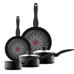 Tower SmartStart Forged 5 Piece Cookware Set with Easy Clean Aeroglide Non-Stick Coating, Black