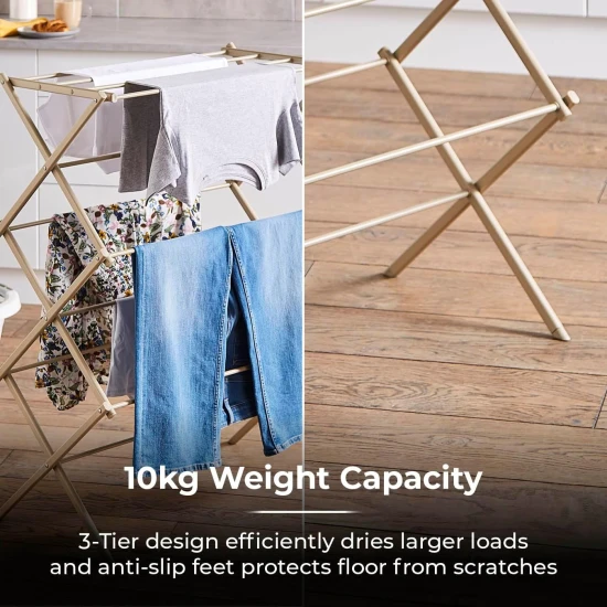 Shop quality Tower  3 Tier Compact Airer with 11 Drying Rods, Racks for Shoes, Weight Capacity 10kg, Latte in Kenya from vituzote.com Shop in-store or online and get countrywide delivery!