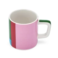 La Cafetière Ceramic Espresso Cup, Pink and Red Utopian Lines, 120ml