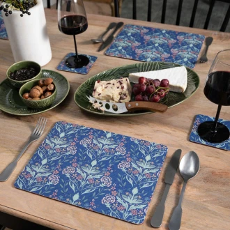 Creative Tops Arts & Crafts Rectangle Placemats Set Of 4 Printed Blue, Cork back, Luxury Lacquered Surface