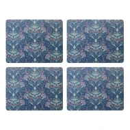 Creative Tops Arts & Crafts Rectangle Placemats Set Of 4 Printed Blue, Cork back, Luxury Lacquered Surface