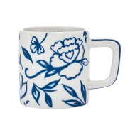 La Cafetière Ceramic Espresso Cup, White Blu Fiorato, 120ml