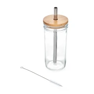 La Cafetière Bubble Tea Tumbler, 650ml Clear Glass Cup with Stainless Steel Straw