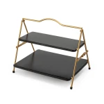 Artesà 2 Tier Gold and Black Metal Serving Stand, 39.3 x 26cm