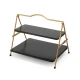 Artesà 2 Tier Gold and Black Metal Serving Stand, 39.3 x 26cm