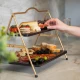 Artesà 2 Tier Gold and Black Metal Serving Stand, 39.3 x 26cm