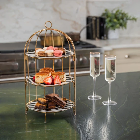 Artesà 3 Tier Afternoon Tea Cake Bird Cage Stand, 22 x 42cm