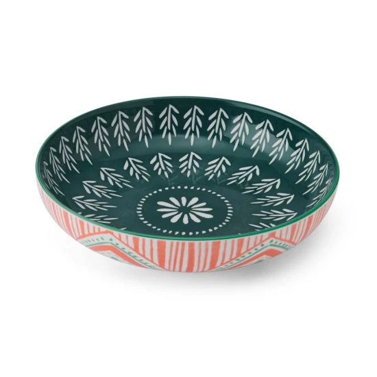 Mikasa Folk Pattern Stoneware Bowl, 900ml, 21 x 5cm