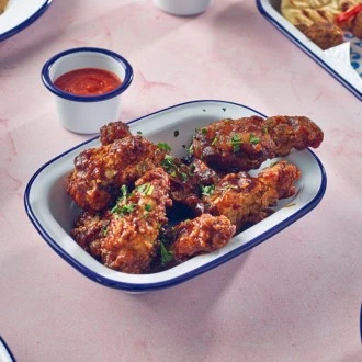 Neville Genware Enamel Rectangular Pie Dish White & Blue, 20cm
