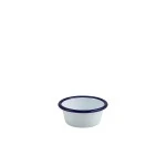 Neville Genware Enamel Ramekin White with Blue Rim 8cm Dia 90ml/ 3.2oz