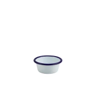 Neville Genware Enamel Ramekin White with Blue Rim 8cm Dia 90ml/ 3.2oz