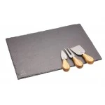 Artesà Slate Cheese Board and Knife Set in Gift Box, 4 Pieces
