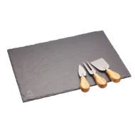Artesà Slate Cheese Board and Knife Set in Gift Box, 4 Pieces