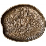 Artesà Oval Serving Platter, Rustic Embossed Metal Plate with Leopard Design, 24 x 21cm