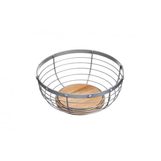Shop quality Industrial Kitchen Vintage-Style Metal / Wooden Fruit Bowl, 28 x 12 cm (11" x 5") - Grey in Kenya from vituzote.com Shop in-store or online and get countrywide delivery!