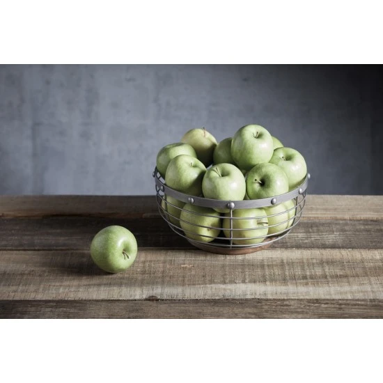 Shop quality Industrial Kitchen Vintage-Style Metal / Wooden Fruit Bowl, 28 x 12 cm (11" x 5") - Grey in Kenya from vituzote.com Shop in-store or online and get countrywide delivery!