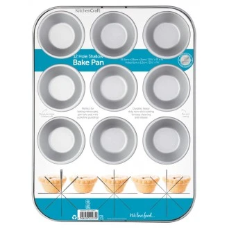 Kitchen Craft Non-Stick 12-Hole Bake Pan / Fruit tarts/ Mini Cheesecakes, 31cm x 24cm.