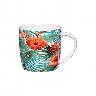 KitchenCraft China Barrel Shaped Mug, Jungle, 425ml 