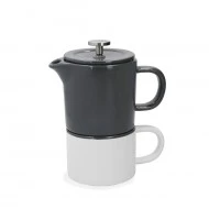 La Cafetière Barcelona Coffee For One Set, Cafetiere and Mug, Cool Grey, 400ML