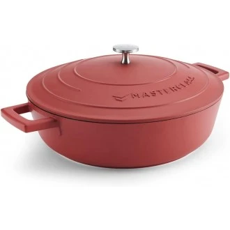 MasterClass 4L/28 cm Lightweight Cast Aluminium Induction and Oven Safe Shallow Casserole Dish with Lid, Red