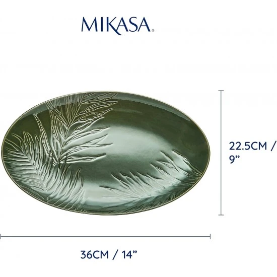 Mikasa Jardin Oval Serving Platter, Green Stoneware Oval Serving Platter for Food, 36cm, Large Serve Platter - Gift Boxed, MKJDSRVPLATOV Shop quality Mikasa Jardin Oval Serving Platter, Green Stoneware Oval Serving Platter for Food, 36cm, Large Serve Platter - Gift Boxed in Kenya from vituzote.com Shop in-store or online and get countrywide delivery!