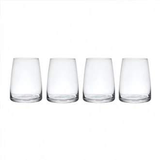 MIKASA Palermo Crystal Stemless Wine Glasses Set of 4, 350ml, 