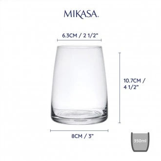 MIKASA Palermo Crystal Stemless Wine Glasses Set of 4, 350ml, 