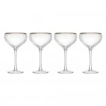 MIKASA Sorrento Ridged Crystal Coupe Glasses with Gold Rim and Wide Shape, 380ml