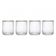 MIKASA Sorrento Ridged Crystal Tumbler Glasses with Gold Rim and Wide Shape, 380ml,