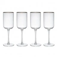 Mikasa Sorrento 4-Piece  Ribbed Crystal White Wine Glass Set, 400ml