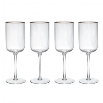 Mikasa Sorrento 4-Piece  Ribbed Crystal White Wine Glass Set, 400ml