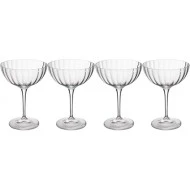 Mikasa Treviso 4-Piece  Rippled Crystal Coupe Glass Set, 300ml