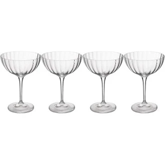 Mikasa Treviso 4-Piece  Rippled Crystal Coupe Glass Set, 300ml