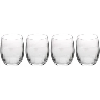 Mikasa Treviso 4-Piece  Rippled Crystal Stemless Wine Glass Set, 350ml