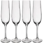Mikasa Treviso 4-Piece Rippled Crystal Flute Glass Set, 190ml
