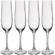 Mikasa Treviso 4-Piece Rippled Crystal Flute Glass Set, 190ml