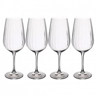 Mikasa Treviso 4-Piece Crystal  Rippled Red Wine Glass Set, 600ml