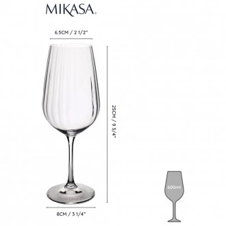 Mikasa Treviso 4-Piece Crystal  Rippled Red Wine Glass Set, 600ml
