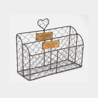 Candlelight Wire Letter Rack , Grey, 20.5 Cm