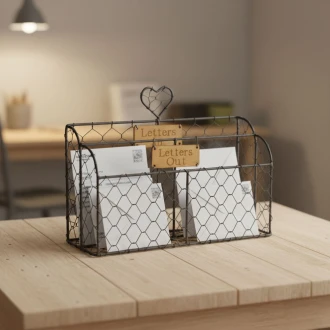 Candlelight Wire Letter Rack , Grey, 20.5 Cm