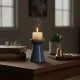 Candlelight 14CM Pillar Candleholder Reactive Glaze , Blue