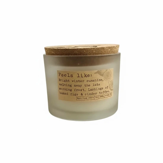 Candlelight 2 Wick Candle Frosted Glass Natural Taupe -5% Wild Fig Scent