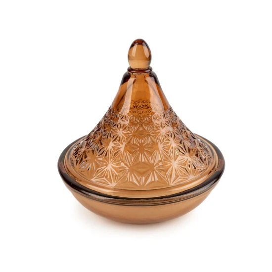 Candlelight Embossed Tagine Glass Candle- Terracotta
