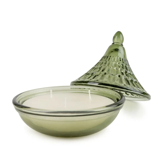 Candlelight Embossed Tagine Glass Candle - Green